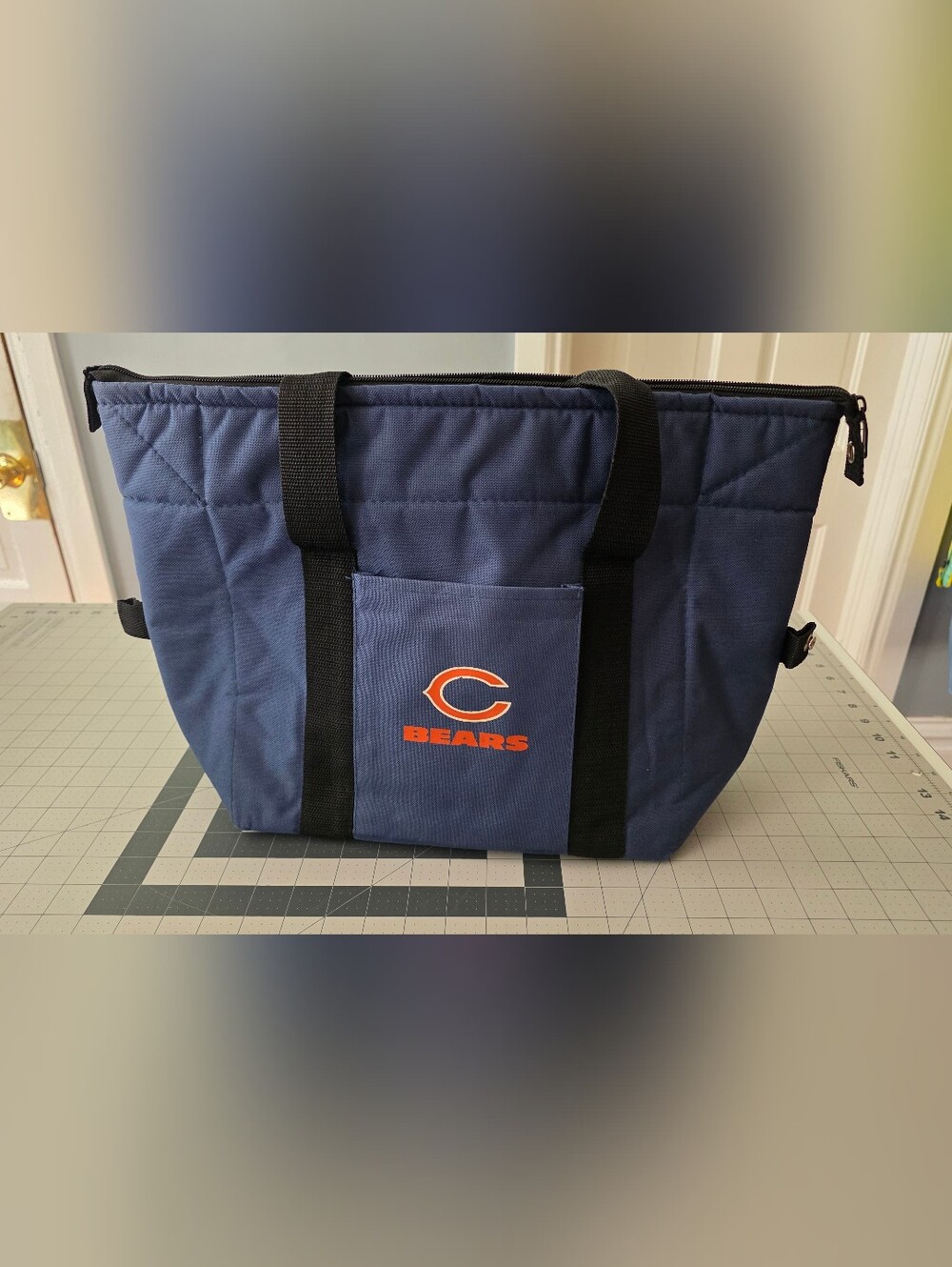 Chicago Bears Navy Quilted Tote Bag with Front Patch Pocket